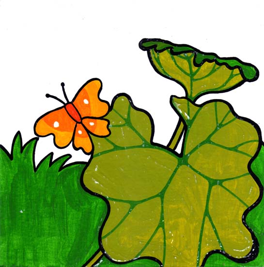 80-mariposa y hojas